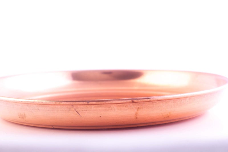 ROLIMOLI Pure Copper Thali Tray Plate, Serving Tea Coffee, Home D?cor, Tableware, 8 inch - Image 5