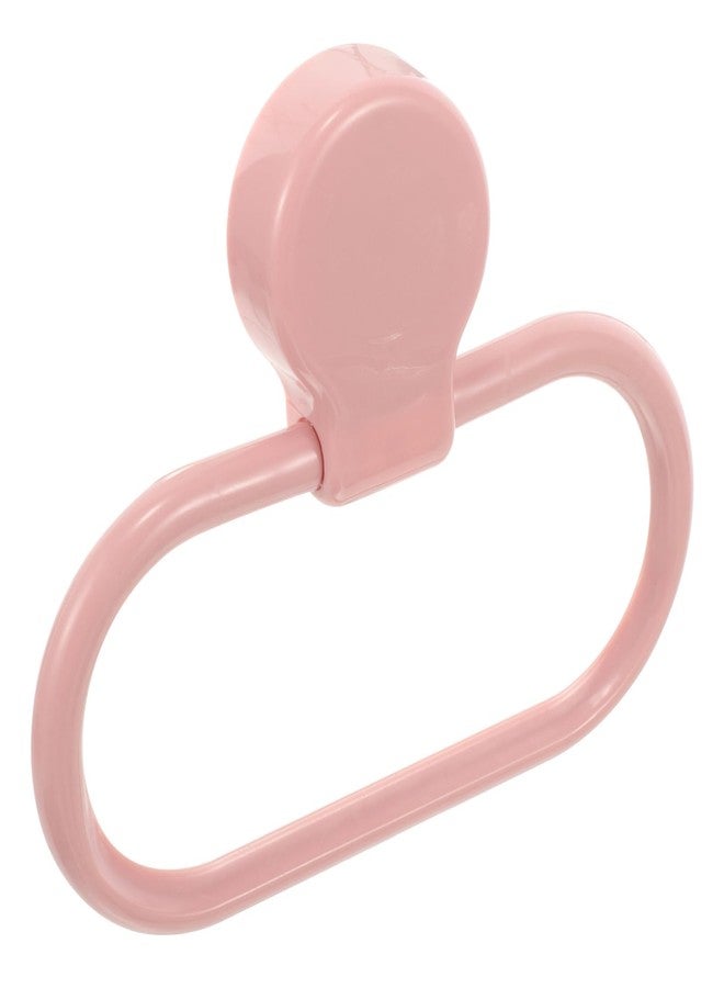 TOPBATHY Adhesive Hand Towel Holder, Pink Hand Rack for Bathroom and Kitchen, Plastic Oval Hanger Ring, No Drilling Required Space-Saving Design - Image 1