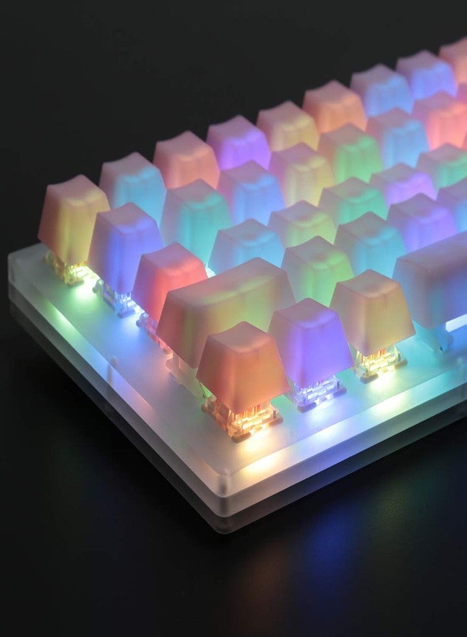 Petforu POM Jelly Keycaps Doubleshot Translucent OEM Profile for 61/87/104/108 Keys PC Gaming Mechanical Keyboards (Rainbow) - Image 3