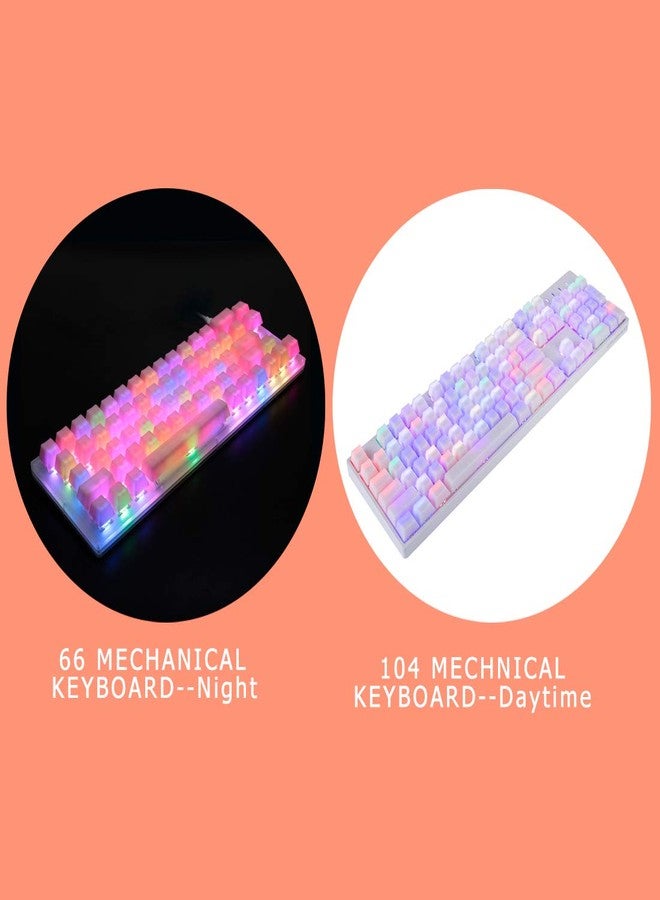 Petforu POM Jelly Keycaps Doubleshot Translucent OEM Profile for 61/87/104/108 Keys PC Gaming Mechanical Keyboards (Rainbow) - Image 4