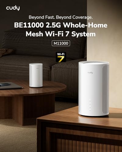 Cudy TriBand WiFi 7 BE11000 Whole Home Mesh System 6Stream 10 Gbps 4 25G Ports MUMIMO MultiVPN Cudy APP Smart Internal Antennas M11000 2Pack - Image 3
