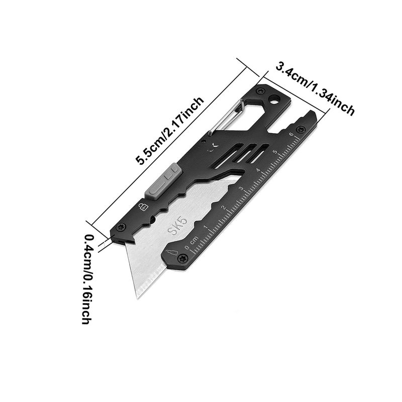 EDC Utility Knife, 7-in-1 Multitool Carabiner Clip Keychain, Box Cutter Pocket Knives with Bottle Opener, Adjustable Wrench and 5 Replacement Razor Blades,Ruler for Office, Camping by SkyFox - Image 5