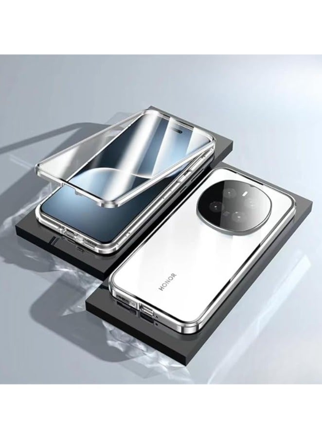 حافظة متوافقة مع جهاز Honor Magic 7 Pro مع امتصاص مغناطيسي على الجانبين، واجهتها من زجاج مقوى دقيقة لحماية جهاز Honor Magic 7 Pro 5G، حافظة ألواح معدنية صلبة تحمي الآلة الذكية. - Image 1