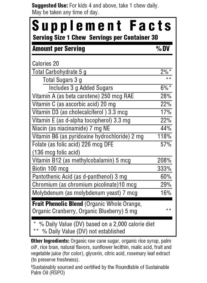 MegaFood Kids One Daily Multivitamin Soft Chews - Kids Vitamins with Vitamin B, Vitamin C, Vitamin D & Vitamin E - Age 4+, Vegetarian, Made Without 9 Food Allergens - Grape Flavor - 30 Chews - Image 2