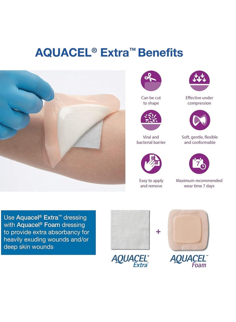 convatec Convatic Extra Absorbent Hydrofiber Plaster 15cm x 15cm for Moderate to Severe Exuding Wounds, 2D Non-Woven Reinforcing Fibers, Square, Box of 5 - Image 4