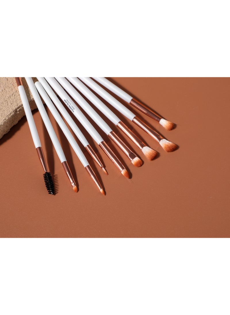 Young Glam - Young Glam Daily Essential Makeup Brushes 14 Pcs Brush Set, Premium Synthetic Foundation Powder Concealers Eye Shadows Makeup Brushes White Golden with Black Travel Case - Image 1