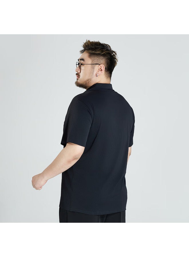 Ayoupang Ayou Pang Plus Size Men's High-end Business Polo Shirt Men's High-end Elastic Ice Silk Short Sleeve Men's Plus Size Summer - Image 4