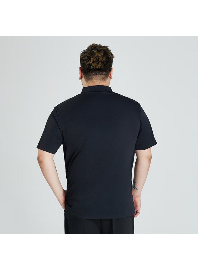Ayoupang Ayou Pang Plus Size Men's High-end Business Polo Shirt Men's High-end Elastic Ice Silk Short Sleeve Men's Plus Size Summer - Image 5