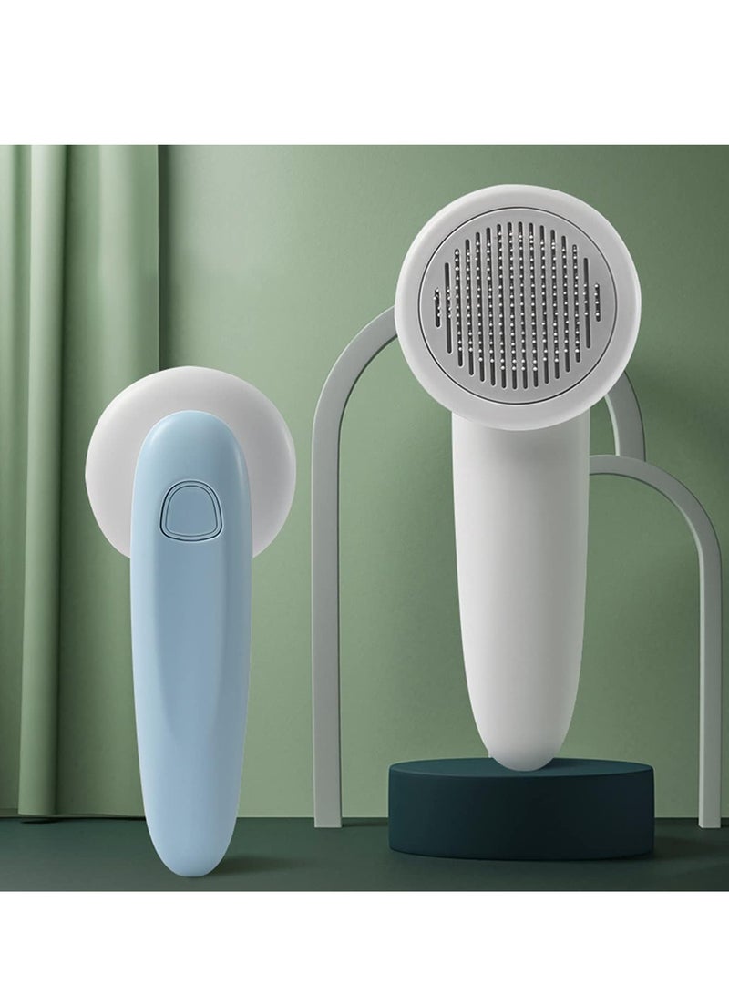 ECVV فرشاة تنظيف الحيوانات الأليفة ECVV فرشاة سليك ذاتية التنظيف أدوات التخلص من الشعر للكلاب والقطط تدليك تزيل الشعر الزائد تحت الفرو والعقد والشعر الميت والأوساخ، أزرق - Image 4