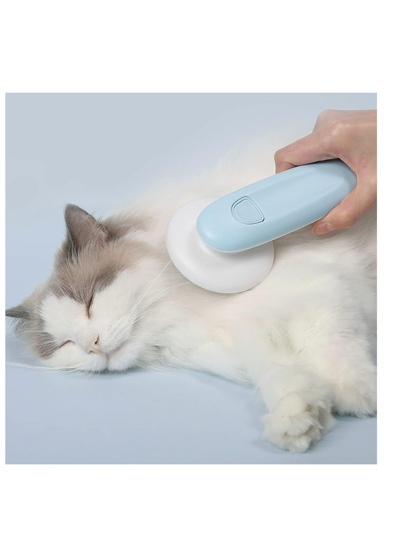 ECVV فرشاة تنظيف الحيوانات الأليفة ECVV فرشاة سليك ذاتية التنظيف أدوات التخلص من الشعر للكلاب والقطط تدليك تزيل الشعر الزائد تحت الفرو والعقد والشعر الميت والأوساخ، أزرق - Image 2