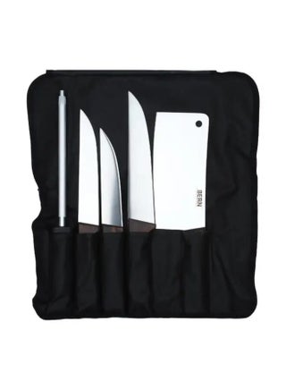 Steel Knife Set With Wooden Handle Brown Aged + Cleaver + 3 Knives with Black Cas - pzsku/Z9FC102C581457C295236Z/45/_/1657641429/1f5de43a-0263-4f92-a7ad-2fa65db2468f