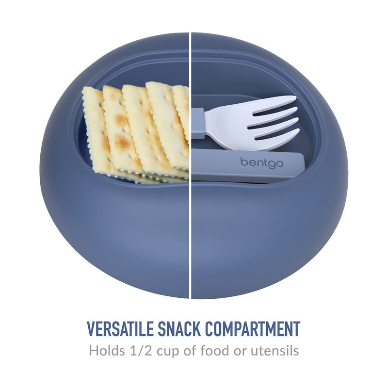 Bentgo وعاء بنتغو - وعاء معزول مقاوم للتسرب مع قسم للوجبات الخفيفة، أدوات قابلة للطي وتصميم سهل الإمساك محسّن للتنقل - يحمل الحساء، الأرز، الحبوب والمزيد - خالي من BPA، 21.2 أونصة (Slate) - Image 4