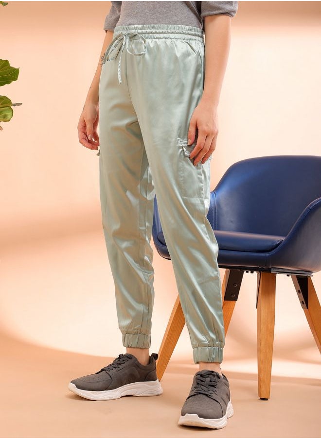 Freehand Women Regular Fit Solid High-Rise Cargo Joggers  - Image 3