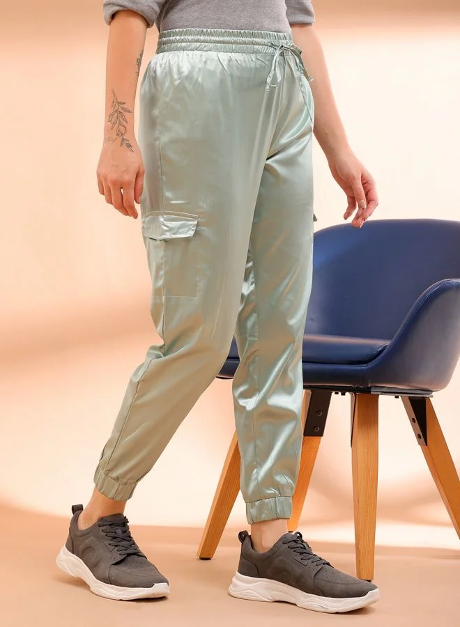 Freehand Women Regular Fit Solid High-Rise Cargo Joggers