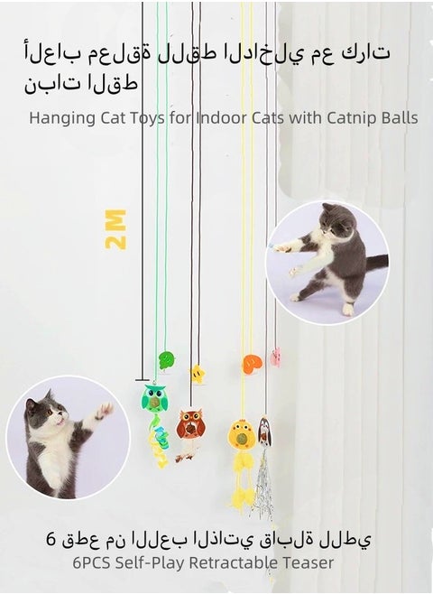 2PCS Self-Play Retractable Teaser Toy Hanging Cat Toys for Indoor Cats with Catnip Balls  Silvervine Gall Fruit，Interactive Hanging Door Bouncing Cat Toy