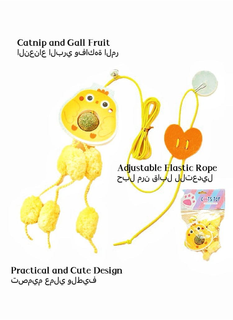 Generic - 2PCS Self-Play Retractable Teaser Toy Hanging Cat Toys for Indoor Cats with Catnip Balls  Silvervine Gall Fruit，Interactive Hanging Door Bouncing Cat Toy - Image 1