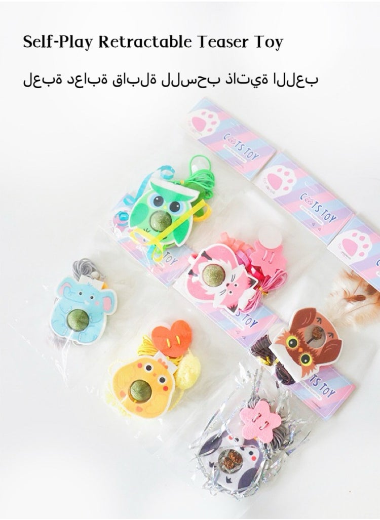 Generic - 2PCS Self-Play Retractable Teaser Toy Hanging Cat Toys for Indoor Cats with Catnip Balls  Silvervine Gall Fruit，Interactive Hanging Door Bouncing Cat Toy - Image 1