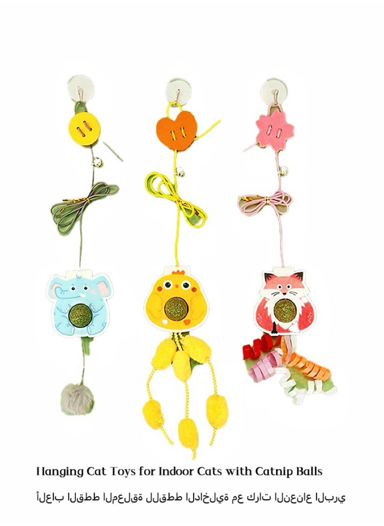 Generic - 2PCS Self-Play Retractable Teaser Toy Hanging Cat Toys for Indoor Cats with Catnip Balls  Silvervine Gall Fruit，Interactive Hanging Door Bouncing Cat Toy - Image 1