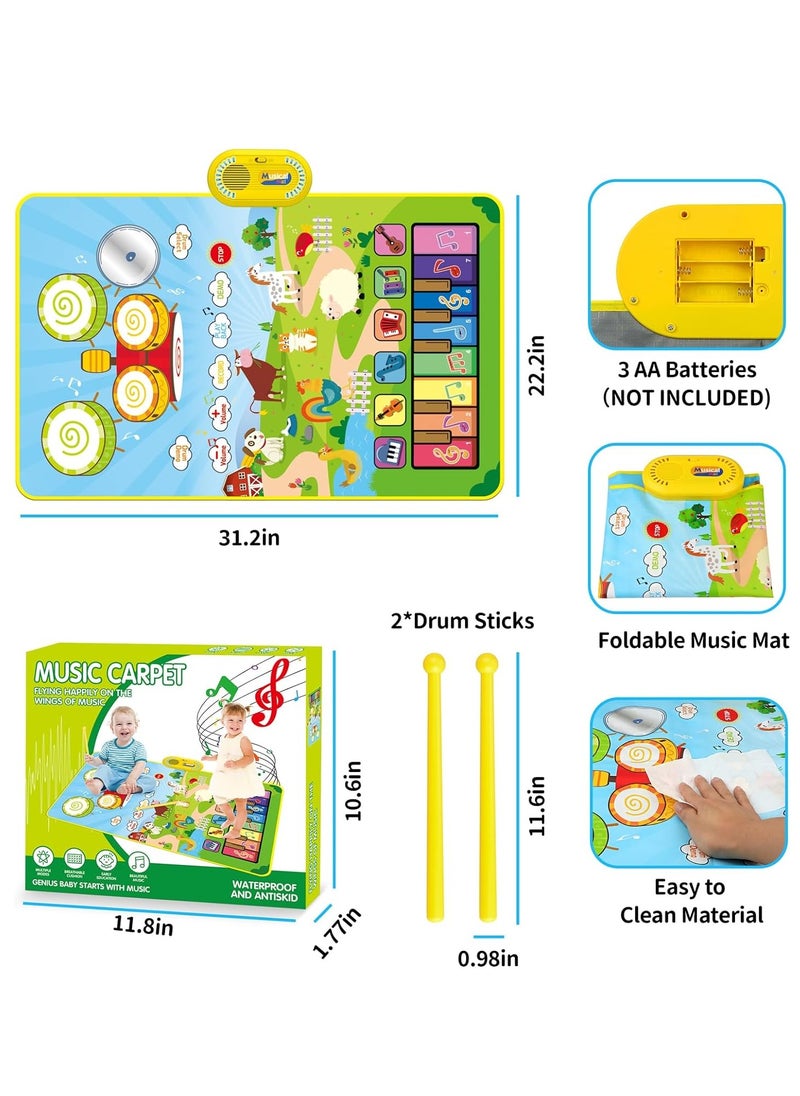 3 in 1 musical toys for toddlers Piano keyboard, drum pad with 2 drumsticks, animal touch play mat Infant toys Early learning educational toys - pzsku/Z9FC12F537706CF70B799Z/45/_/1710404050/7bc2be46-4a98-4678-aa4d-700c413bf099