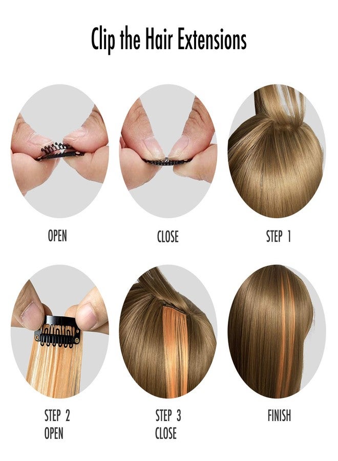 Onas 12 قطعة من وصلات الشعر الملونة الحمراء المستقيمة متعددة الألوان، مشبك في وصلات شعر قوس قزح الملونة بطول 20 بوصة للأطفال هدايا النساء لحفلات الهالوين وعيد الميلاد (12 قطعة حمراء) - Image 3