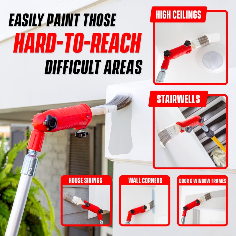 COLBENT Multi-Angle Paint Brush Extender, Paint Edger Tool for High Ceilings | Paint Brush Extension Handle, Corner Painting Tool, Extension Pole Attachments, Long Paint Brush Tool for Painting Pole - Image 4