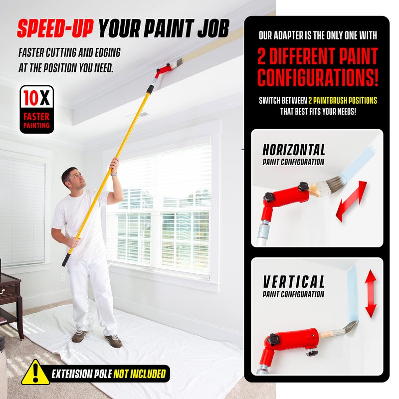 COLBENT Multi-Angle Paint Brush Extender, Paint Edger Tool for High Ceilings | Paint Brush Extension Handle, Corner Painting Tool, Extension Pole Attachments, Long Paint Brush Tool for Painting Pole - Image 3