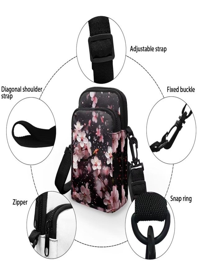 Rweroyiu Plum Blossom Small Crossbody Bags for Women Portable Cell Phone Shoulder Bag Double Layer Purses Credit Card Key Holder Case Holiday Gifts for Mother Father Lover - Image 5