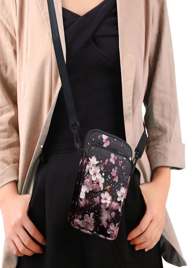 Rweroyiu Plum Blossom Small Crossbody Bags for Women Portable Cell Phone Shoulder Bag Double Layer Purses Credit Card Key Holder Case Holiday Gifts for Mother Father Lover - Image 2