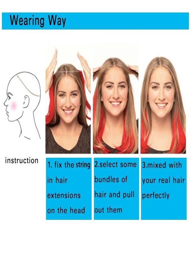 iLUU 22" Hair Extensions with Hidden String Straight Invisible Wire Hair Extensions Honey Blonde Transparent Fish Line Hairpieces Hairpiece Synthetic Hair for Women, 80g/55cm 27A# - Image 3