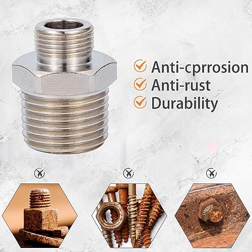 YullSorom Brass Pipe Fittings Water Hose AdapterG 12 Male to 38 Male Reducer AdapterCompression Fitting for Kitchen Bathroom Faucet Supply Hose Stop Valve Adapter Pipe Connector 4pcs - Image 3