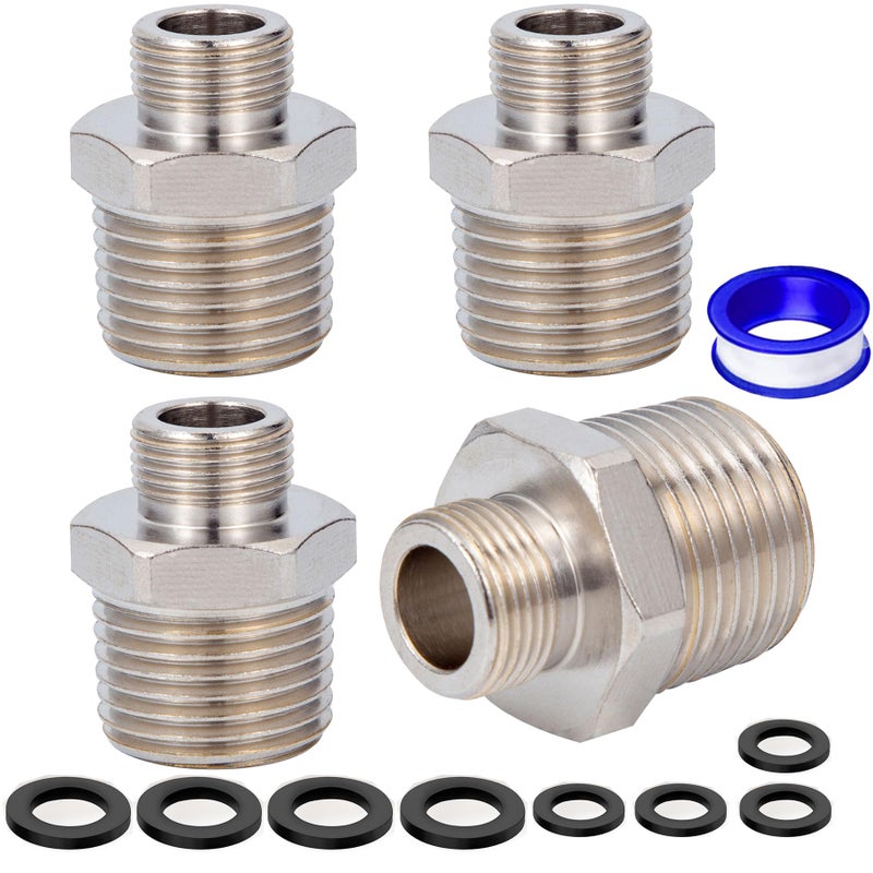 YullSorom Brass Pipe Fittings Water Hose AdapterG 12 Male to 38 Male Reducer AdapterCompression Fitting for Kitchen Bathroom Faucet Supply Hose Stop Valve Adapter Pipe Connector 4pcs - Image 2