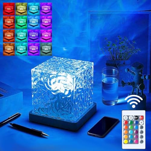 YXQUA Northern Lights Ocean Wave Projector Light, Galaxy Light Projector, 16 Colors Gradual Rotating Flame Water Ripple Ambient Night Light Non-Wood for Bedroom, Room Decor, Kids Room (Plug-in) - Image 2