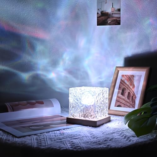 YXQUA Northern Lights Ocean Wave Projector Light, Galaxy Light Projector, 16 Colors Gradual Rotating Flame Water Ripple Ambient Night Light Non-Wood for Bedroom, Room Decor, Kids Room (Plug-in) - Image 3