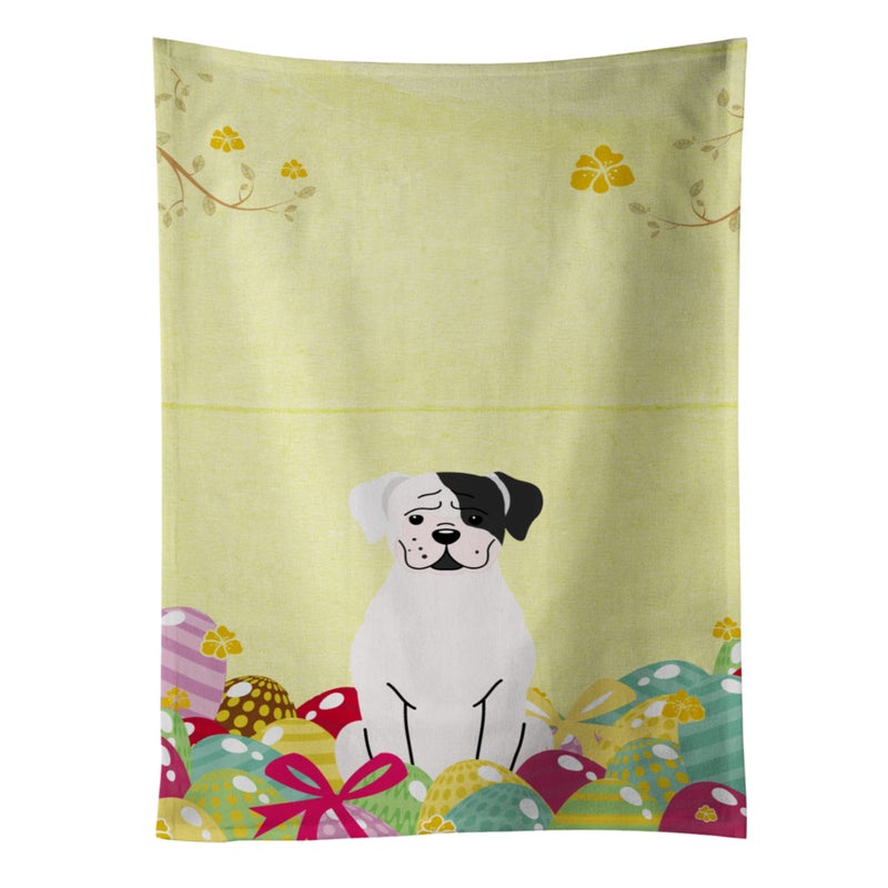 Caroline's Treasures ""Caroline's Treasures Easter Eggs White Boxer Cooper Kitchen Towel  Multicolor  25"""" x 15""""""