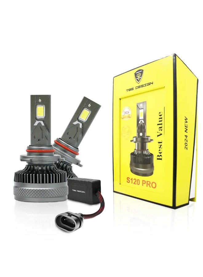 توبيز مصابيح أمامية LED مُحسّنة من TBS DESIGN S120 PRO 2024 جديدة، 12000 لومن فائقة السطوع، مجموعة تحويل المصابيح الأمامية 6500 كلفن زينون أبيض، بديل هالوجين مع مروحة، عبوة من قطعتين - 9005 - Image 1