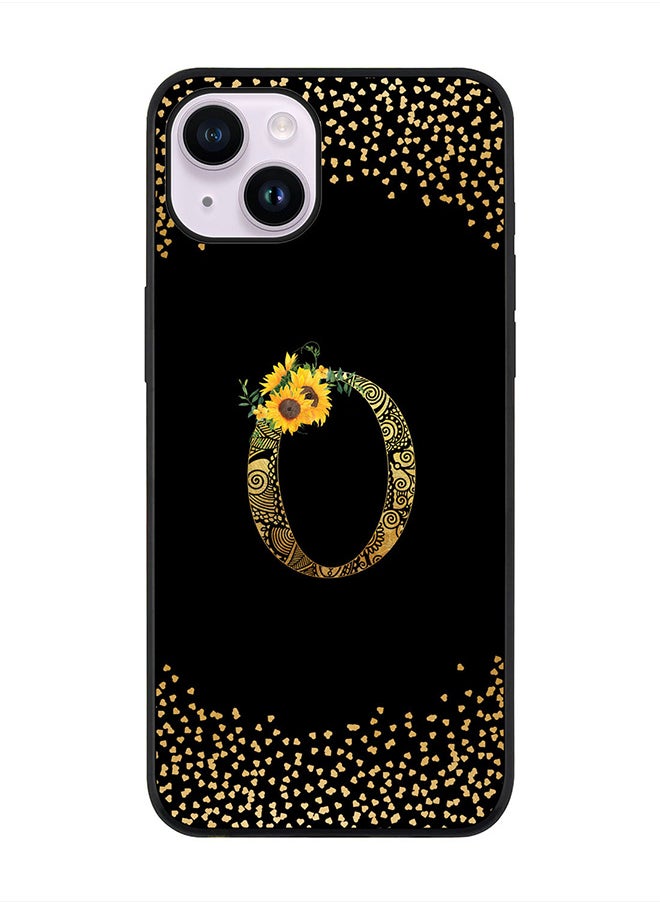 Stylizedd Rugged Black edge case for Apple iPhone 14 Plus, Soft Flexible Phone case Custom Monogram Initial Letter Mandala Floral Pattern Alphabet- O (Black)  - Image 1