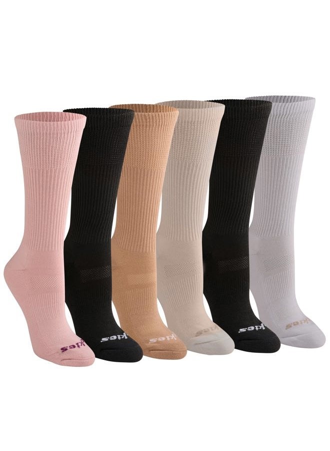 Dickies Women's Dri-Tech Essential Moisture Control Crew Socks, Available in S-XL (6, 12 Pairs), Comfort Top Light Assorted (6 Pairs), Medium - Image 1