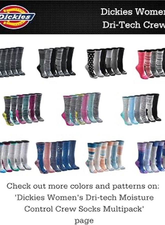 Dickies Women's Dri-Tech Essential Moisture Control Crew Socks, Available in S-XL (6, 12 Pairs), Comfort Top Light Assorted (6 Pairs), Medium - Image 4