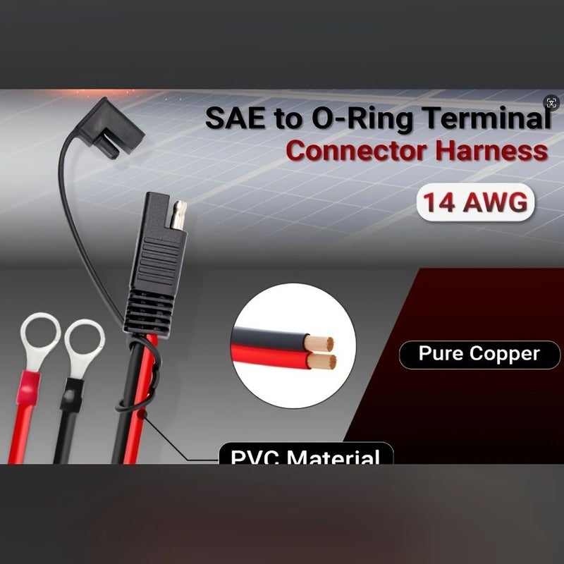 كابل طرفي O-Ring إلى SAE 2 قدم 14 AWG موصل سريع لشاحن بطارية الدراجة النارية والسيارة والجرار 15 أمبير عبوتان - Image 4