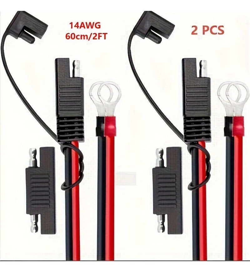 كابل طرفي O-Ring إلى SAE 2 قدم 14 AWG موصل سريع لشاحن بطارية الدراجة النارية والسيارة والجرار 15 أمبير عبوتان - Image 5