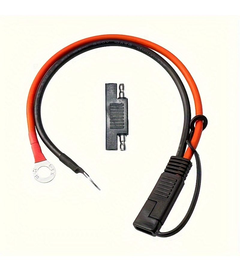 كابل طرفي O-Ring إلى SAE 2 قدم 14 AWG موصل سريع لشاحن بطارية الدراجة النارية والسيارة والجرار 15 أمبير عبوتان - Image 1