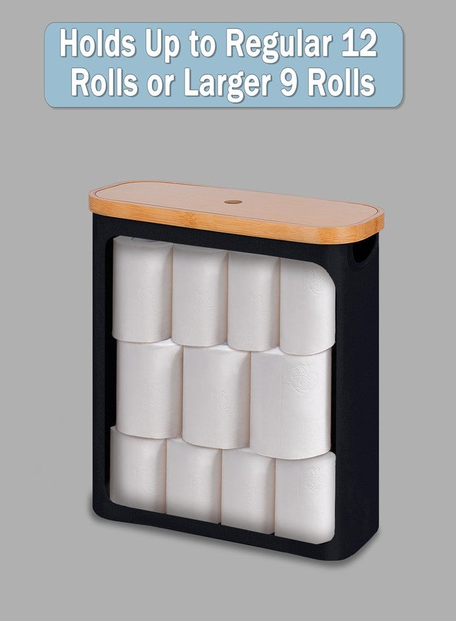 efluky Toilet Paper Storage, Toilet Paper Basket with Lid, Bathroom Toilet Paper Storage Organizer, Free Standing Holder Up to 9 Mega Rolls, Black - Image 5