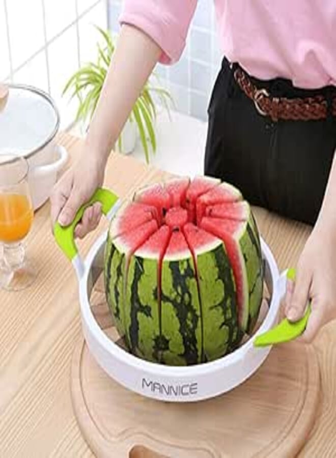 Mannice Watermelon Cutter,Watermelon Cutter Slicer Tool,Extra Large Watermelon Slicer Melon Cutter As Seen On TV 11" Stainless Steel Fruits Cantaloupe Melon Cutting Slicing Peeler Kitchen Tools