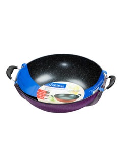 Non-Stick Granite Wok 2 Side Handle (30Cm) | Insulated Bowl Great Bowl For Holiday & Dinner | Keeps Food Hot & Fresh For Long Hours, Black & Purplee Color
