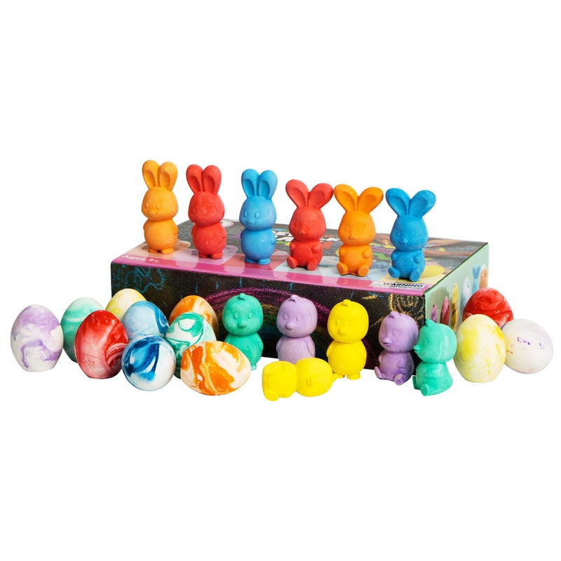 JOYIN 24 Pcs Easter Sidewalk Chalk Set, Easter Eggs Bunny Chicken Gifts for Boys Girls Kids Toddlers for Basket Stuffers Fillers Party Favors - Image 5