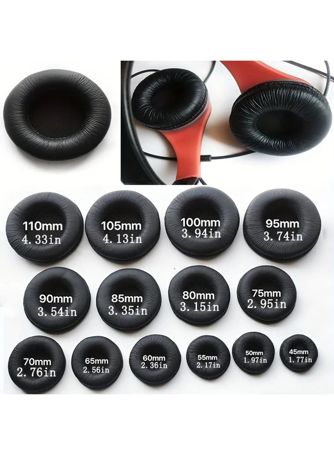 90mm PU Leather Headphone Ear Cushion Set 2Pcs Anti Noise Protective Pads - Image 1