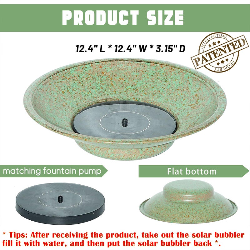 HOUYANG Solar Fountain Bird Bath, Metal Bird Bath Bubbler, Outdoor Bird Bath Bowl, for Outdoors Garden Patio Decor. - Image 3