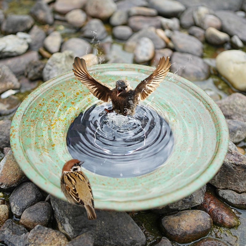 HOUYANG Solar Fountain Bird Bath, Metal Bird Bath Bubbler, Outdoor Bird Bath Bowl, for Outdoors Garden Patio Decor. - Image 4