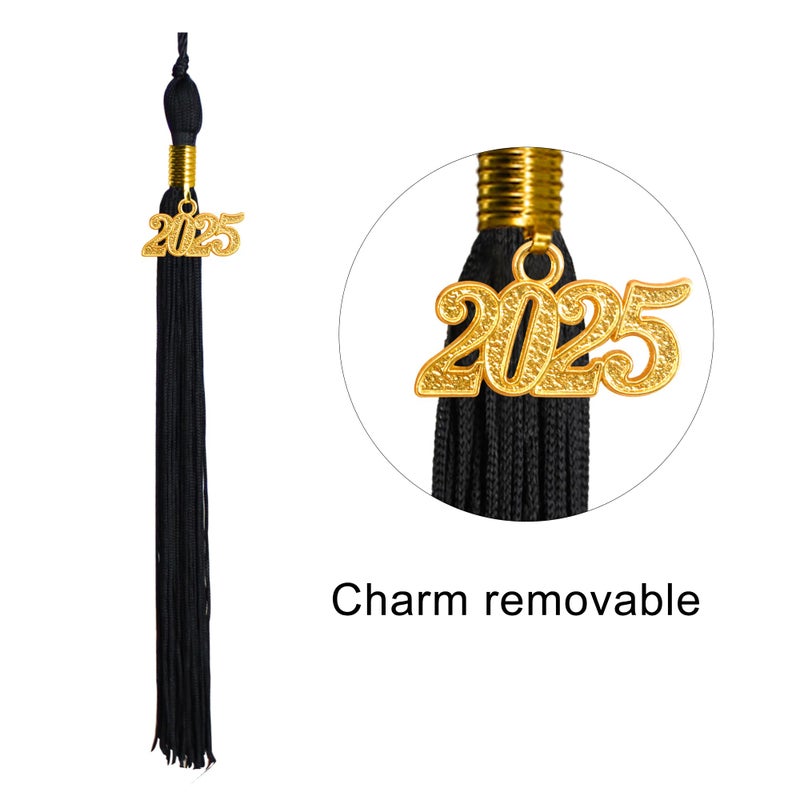 GraduationMall Single Color Graduation Tassel with 2025 Year Charm 9" Gold - Image 3