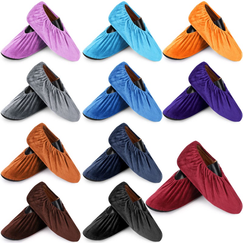 JaGely 11 Pairs Reusable Shoe Covers Non Slip Cloth Washable Thickened Bowling Shoe Covers for Indoors Men WomenMulticolor